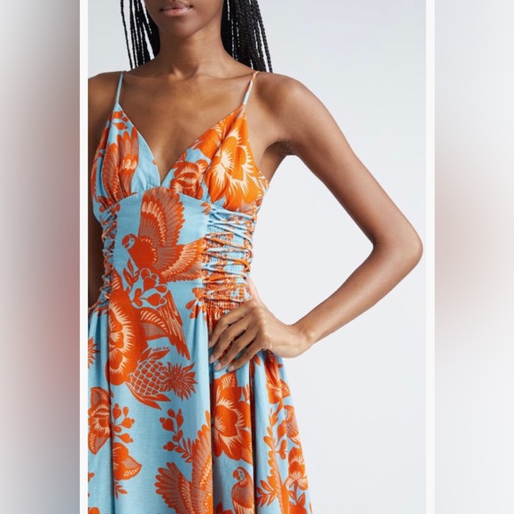 NWT $248 FARM Rio Floral Linen Blend Midi Dress in size X-Large! - Picture 4 of 6